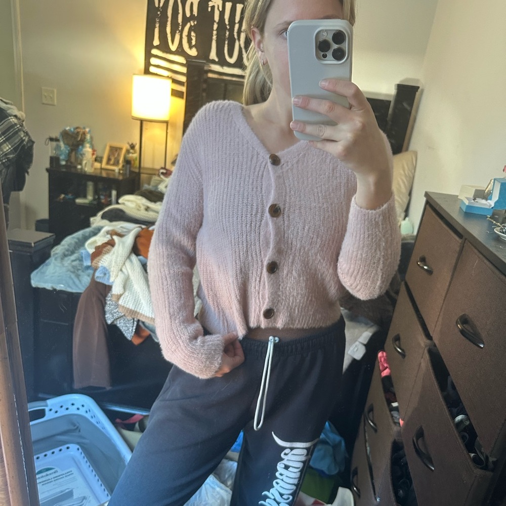Pink fuzzy comfy sweater